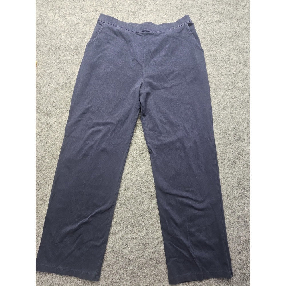 L.L. Bean Pull On Pants Straight Leg Womens Size Large Regular Navy Cotton Blend